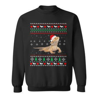 Cute Bearded Dragon Santa Hat Christmas Ugly Sweatshirt | Mazezy