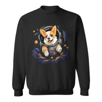 Cute Corgi Dog Dashing Through The Cosmos In Space Sweatshirt | Mazezy
