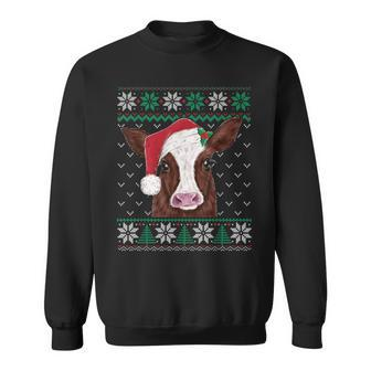 Cute Cow Christmas Ugly Sweater Style Pajama Xmas Cow Lover Sweatshirt | Mazezy