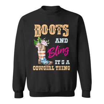Cute Cowgirl Girls Usa Flag Boots Bling Its A Cowgirl Thing Sweatshirt | Mazezy
