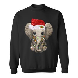 Cute Elephant Christmas Light Elephant Lover Xmas Sweatshirt - Monsterry CA