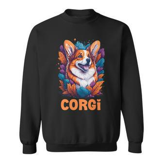 Cute Fluffy Dog Corgi Red - Creative Modern Design Sweatshirt | Mazezy