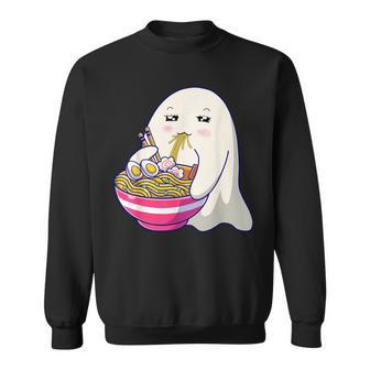 Cute Ghost Eat Ramen Kawaii Anime Halloween Noodles Japanese Sweatshirt - Monsterry