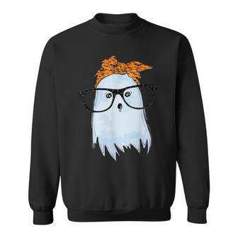 Cute Ghost With Glasses And Bandana Sweatshirt | Mazezy