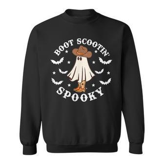 Cute Ghost Halloween Western Boot Scootin Spooky Sweatshirt | Mazezy