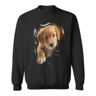 Cute Golden Retriever Puppy Dog Breaking Through Sweatshirt - Monsterry AU