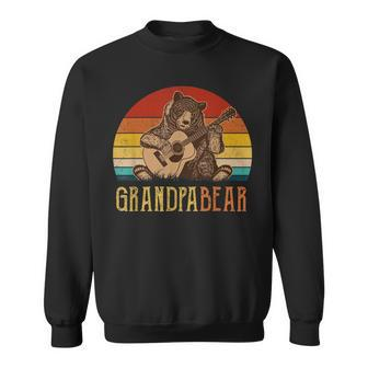 Cute Grandpa Bear Vintage Fathers Day Retro Dad Guitar Sweatshirt | Mazezy