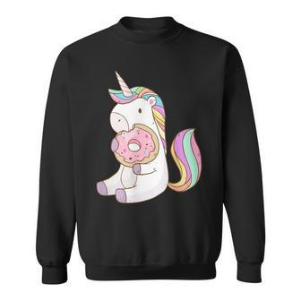 Cute Hungry Unicorn Munching On Yummy Donut Sweatshirt | Mazezy