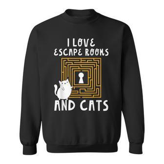 Cute I Love Escape Rooms And Cats Puzzle Game Mystery Sweatshirt | Mazezy