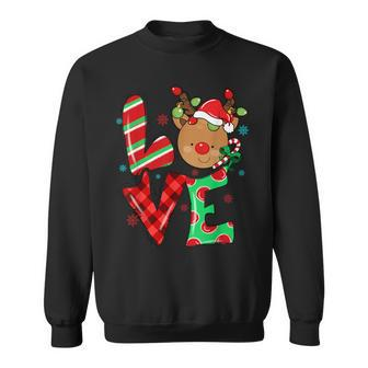 Cute Reindeer Rudolph Red Nose Christmas Xmas Antler Sweatshirt - Thegiftio UK