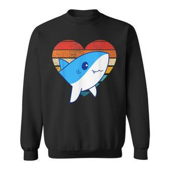 Cute Shark Retro Heart Shape Vintage Sweatshirt | Mazezy