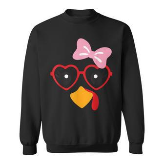 Cute Turkey Face Heart Sunglasses Thanksgiving Costume Sweatshirt - Seseable