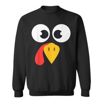 Cute Turkey Face Matching Family Costume Thanksgiving Day Sweatshirt - Seseable
