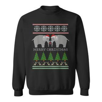 Cute White Elephants Xmas Ugly Christmas Sweater Sweatshirt - Monsterry CA