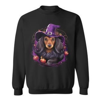 Cute Witch Dachshund Halloween Costume Dog Lover Sweatshirt | Mazezy