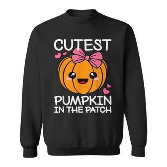 Cutest Pumpkin In The Patch Halloween Kawaii Girls Kids Halloween Sweatshirt | Mazezy