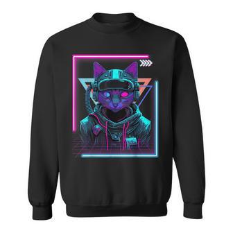 Cyberpunk Cat Kitty Punker Futuristic Cyber Punk Sweatshirt - Seseable