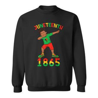 Dabbing Black King Junenth Brown Skin Black Boys Kids  Sweatshirt