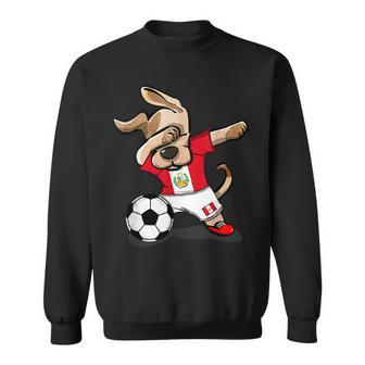 Dabbing Dog Peru Soccer Fans Jersey Peruvian Flag Football Sweatshirt | Mazezy