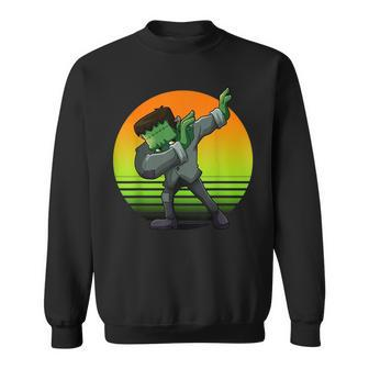 Dabbing Frankenstein Retro Sunset Vintage Halloween Monster Halloween Funny Gifts Sweatshirt | Mazezy