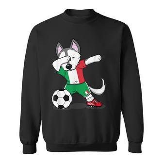Dabbing Husky Dog Italy Soccer Fans Jersey Italian Football Sweatshirt | Mazezy