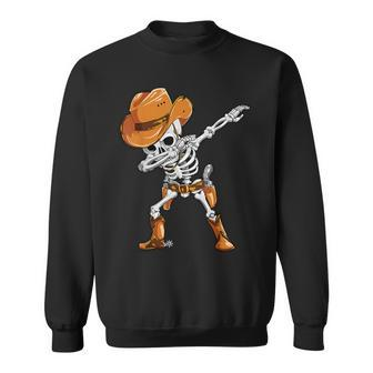 Dabbing Skeleton Cowboy Halloween Costume Boys Sweatshirt - Thegiftio UK