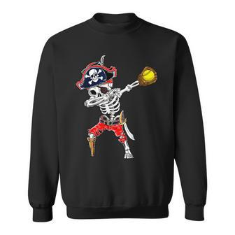 Dabbing Skeleton Pirate & Softball Ball Halloween Costume Sweatshirt | Mazezy