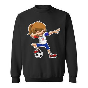 Dabbing Soccer Girl Croatia Croatian Flag Jersey Sweatshirt | Mazezy CA