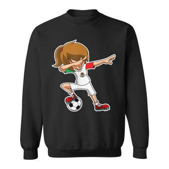 Dabbing Soccer Girl Mexico Mexican Flag Jersey Sweatshirt | Mazezy