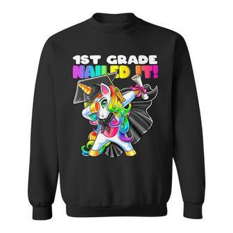 Dabbing Unicorn 1St Grade Graduation Cap Gown Gifts Girls Sweatshirt - Seseable