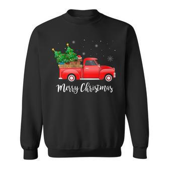 Dachshund Dog Riding Red Truck Christmas Decorations Pajama Sweatshirt | Mazezy