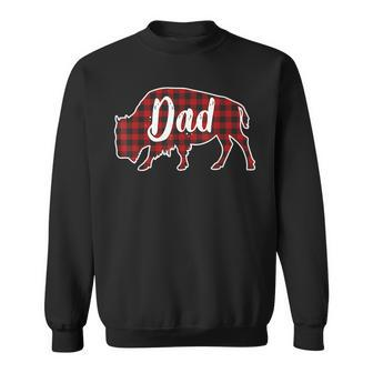 Dad Bison Buffalo Red Plaid Christmas Pajama Family Gift  Sweatshirt