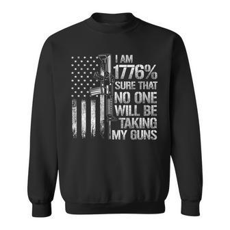 Dad Grandpa Veteran Us Flag 1776 Sure No One Taking My Guns Sweatshirt | Mazezy