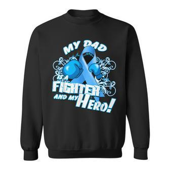 Dad Hero Light Blue Prostate Cancer Awareness Sweatshirt | Mazezy