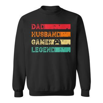 Dad Husband Gamer Legend Vintage Gamer Gaming Fathers Day Sweatshirt | Mazezy