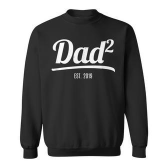 Dad Of Two Est 2019 New Dad Squared Vintage Gift Sweatshirt | Mazezy