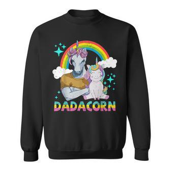 Dadacorn Unicorn Muscle Dad & Baby Fathers Day Gift Sweatshirt | Mazezy