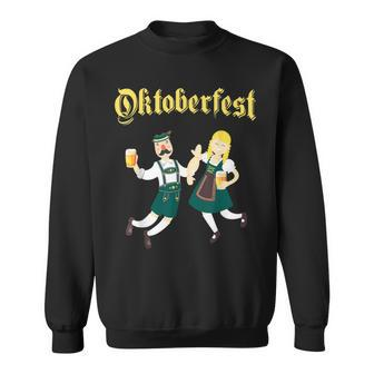 Dancing Barman And Barmaid Drinking Oktoberfest Sweatshirt - Seseable