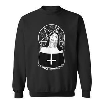 Dark Evil Nun Pentagram Scary Nun Sweatshirt | Mazezy DE