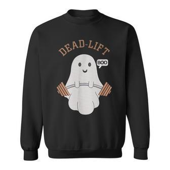 Dead Lift Embroidery Ghost Halloween Cute Boo Gym Weights Sweatshirt - Monsterry UK
