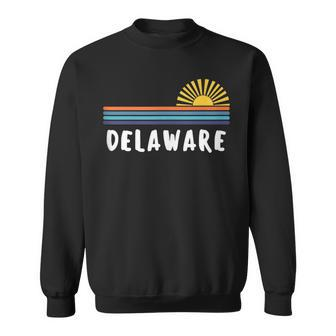 Delaware Home State Pride Retro Vintage Sunrise Sweatshirt | Mazezy