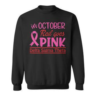 Delta Red Goes Pink Breast Cancer Awareness Sweatshirt | Mazezy