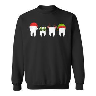 Dentist Christmas Tooth Dental With Xmas Hats Sweatshirt | Mazezy