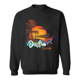 Destin Florida Beach Summer Vacation Palm Trees Sunset Men Florida Gifts & Merchandise Funny Gifts Sweatshirt | Mazezy