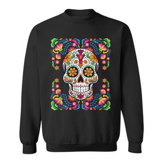 Dia De Los Muertos Day Of The Dead Sugar Skull Mexican Flag Sweatshirt - Thegiftio UK
