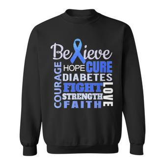 Diabetes Awareness T Blue Ribbon Diabetes Word Sweatshirt | Mazezy AU