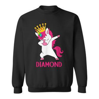 Diamond Personalized Dabbing Unicorn Queen Sweatshirt - Seseable