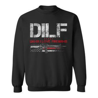 Dilf - Damn I Love Firearms Vintage Gun American Flag Sweatshirt | Mazezy