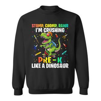 Dinosaur Pre-K Back To School First Day Of School Boys Sweatshirt - Seseable