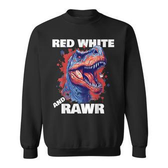 Dinosaur Red White Rawr American Flag 4Th Of July T Rex Boy Sweatshirt | Mazezy AU